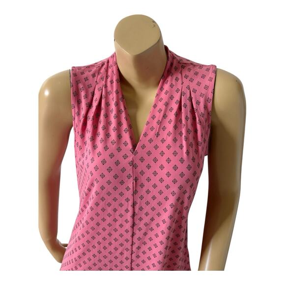 LIZ CLAIBORNE Career Womens Size Medium Sleeveless Pleated V Neck Shirt Top - Picture 5 of 6